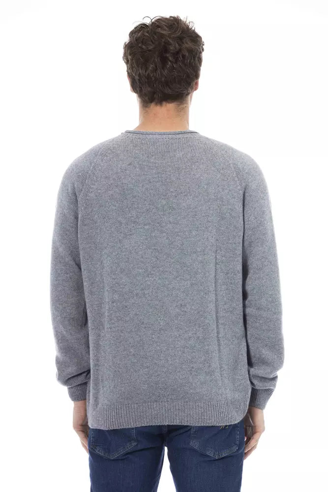 Alpha Studio Light Blue Cashmere Men Sweater