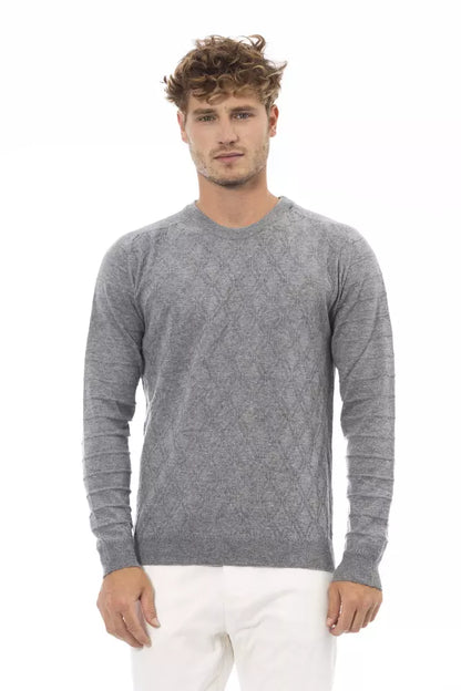 Alpha Studio Gray Wool Men Sweater