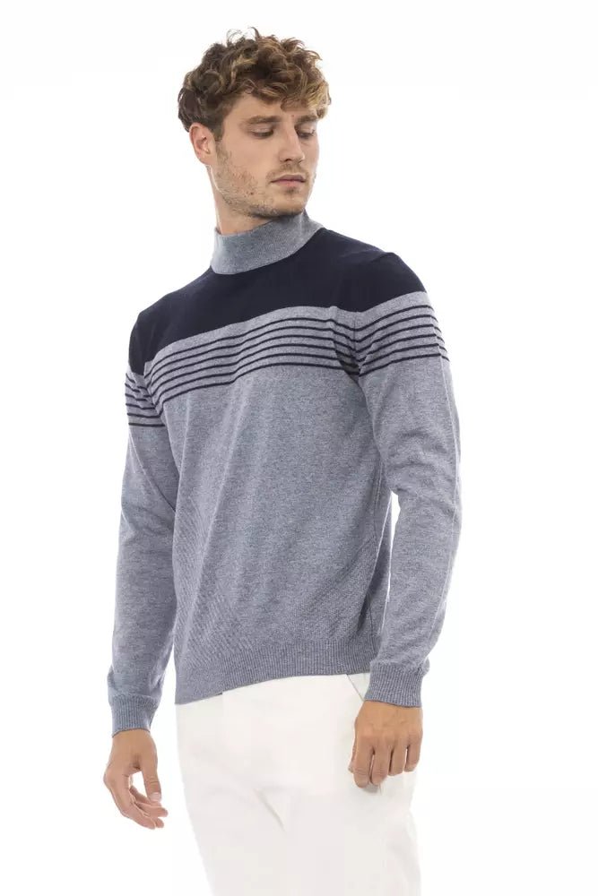 Alpha Studio Light Blue Viscose Men Sweater