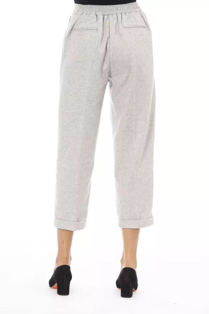 Alpha Studio Gray Wool Women Pant