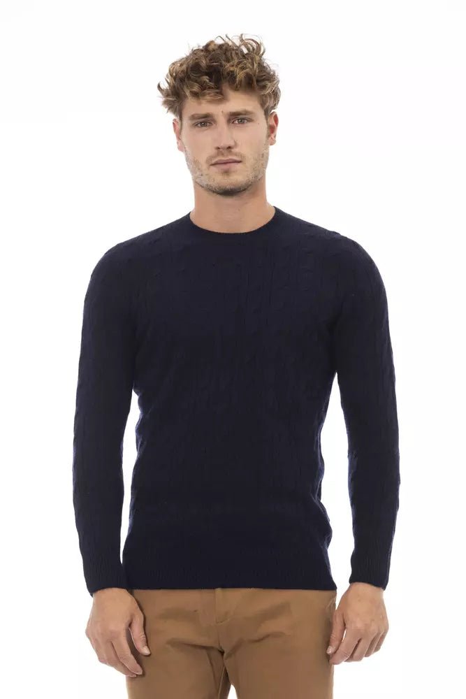 Alpha Studio Blue Wool Men Sweater