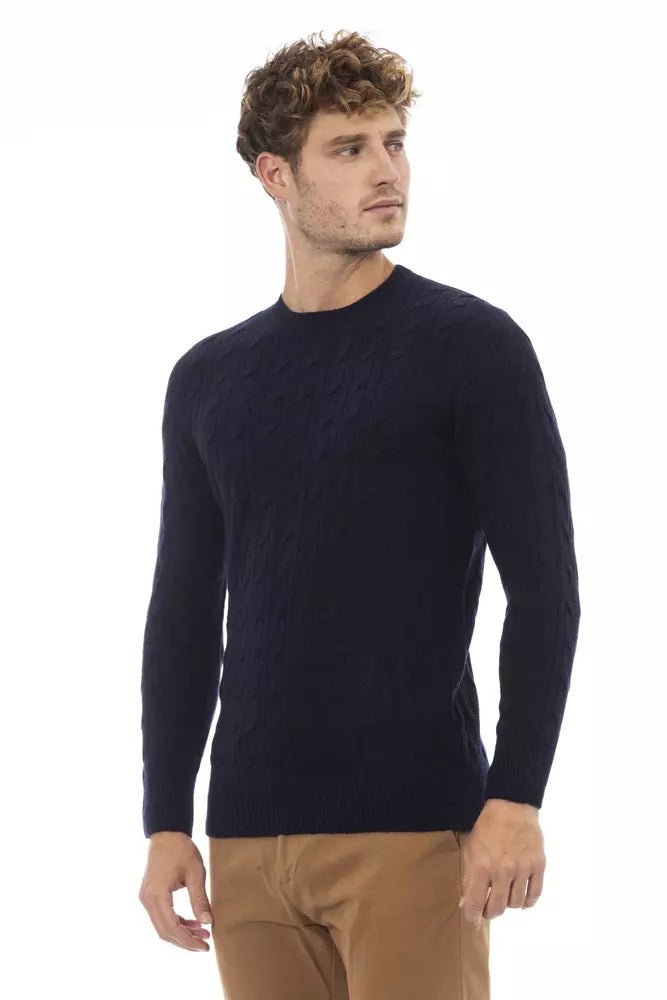 Alpha Studio Blue Wool Men Sweater