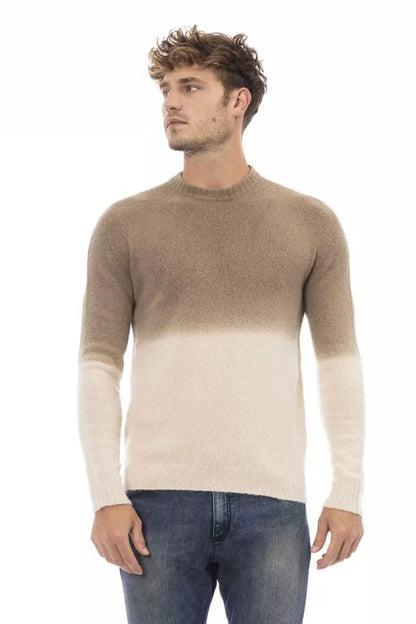 Alpha Studio Beige Alpaca Men Sweater