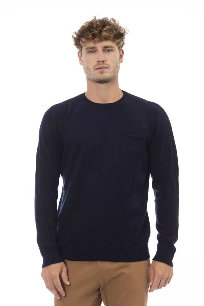 Alpha Studio Blue Viscose Men Sweater