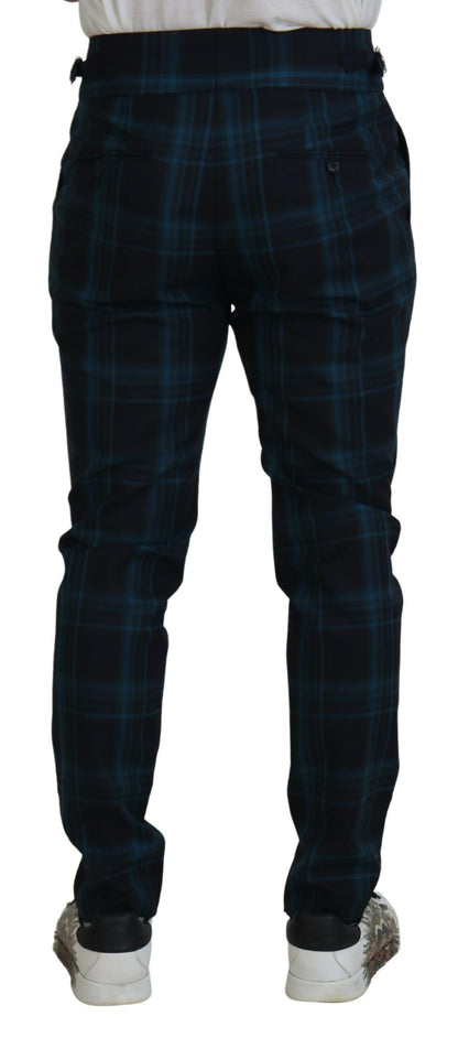 Dolce & Gabbana Elegant Plaid Wool Dress Pants