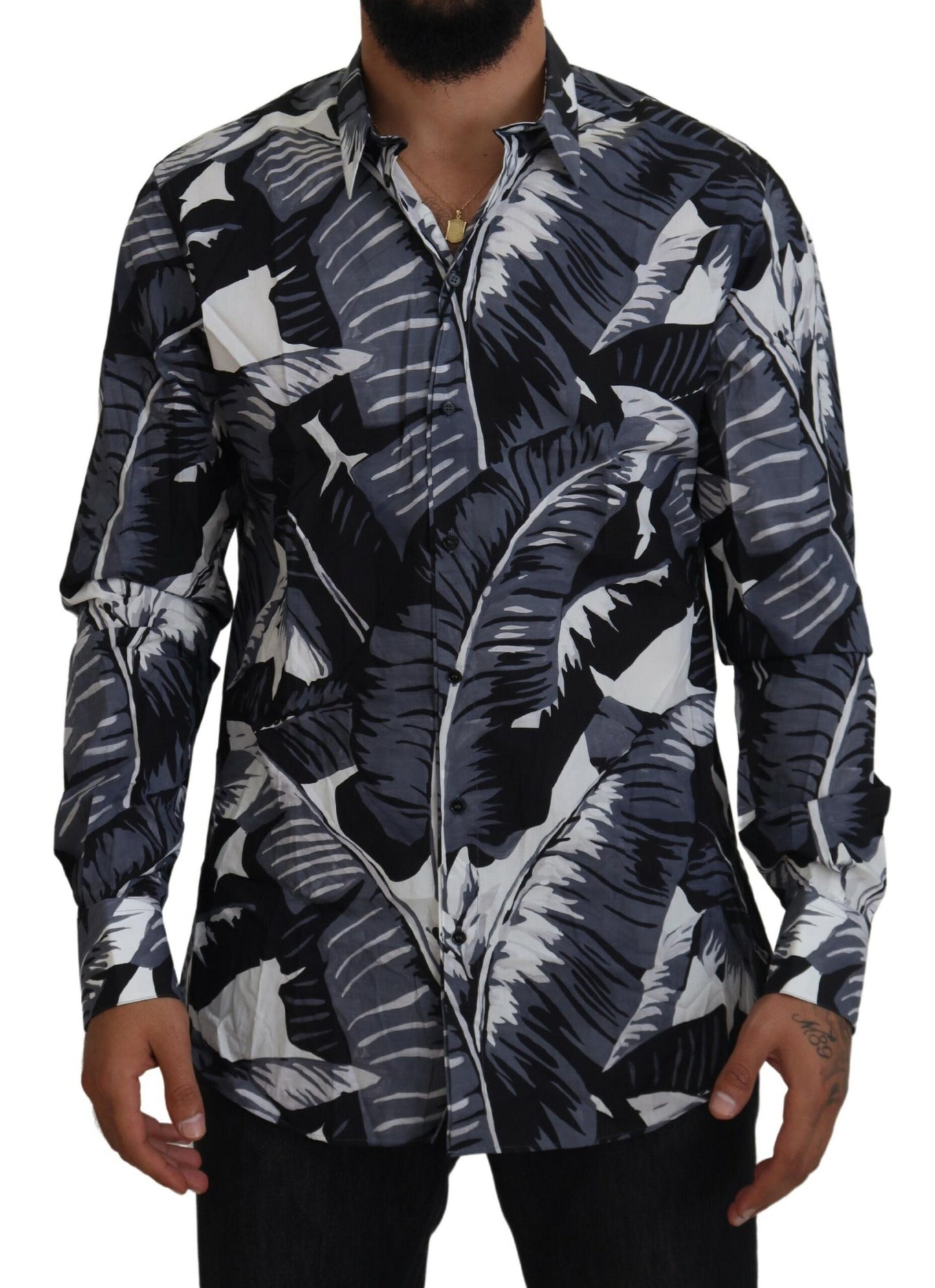 Dolce & Gabbana Multicolor Banana Leaf Print Casual Shirt