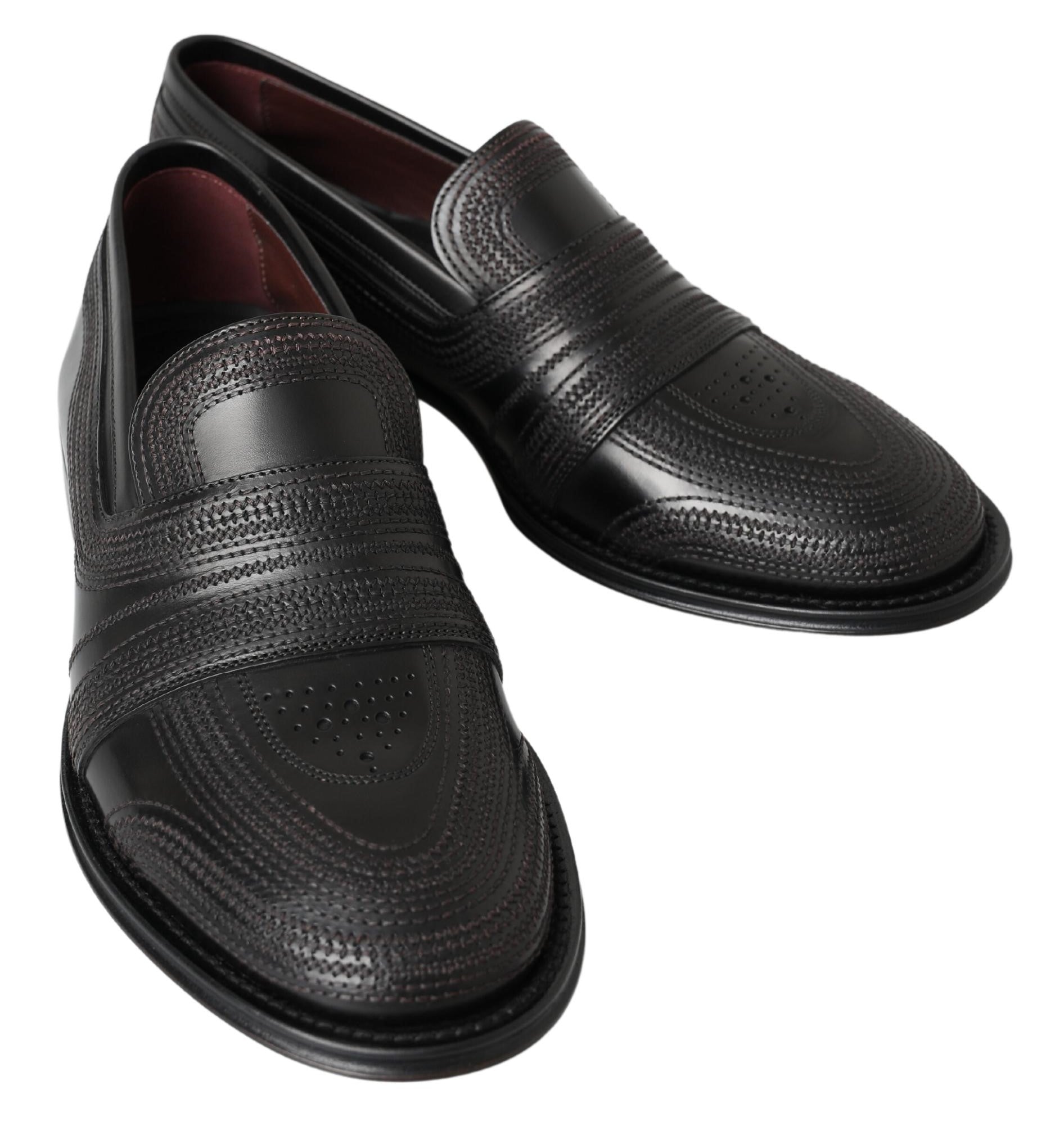 Dolce & Gabbana Elegant Black Leather Slipper Loafers