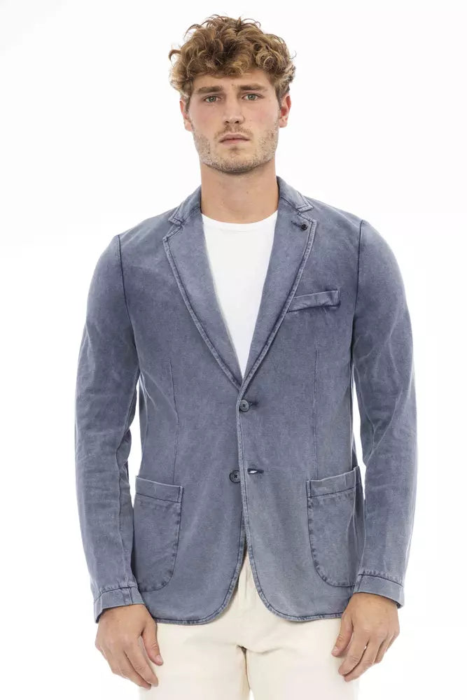 Distretto12 Blue Cotton Mens Blazer