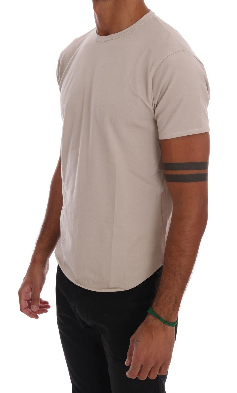 Daniele Alessandrini Beige Cotton Blend Crew Neck Tee