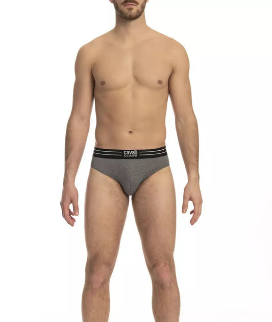 Cavalli Class Gray Cotton Men Underwear Pack - PANTERA STORES