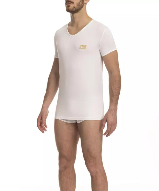 Cavalli Class White Cotton Men T-Shirt - PANTERA STORES