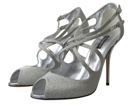 Dolce & Gabbana Elegant Shimmering Silver High-Heeled Sandals