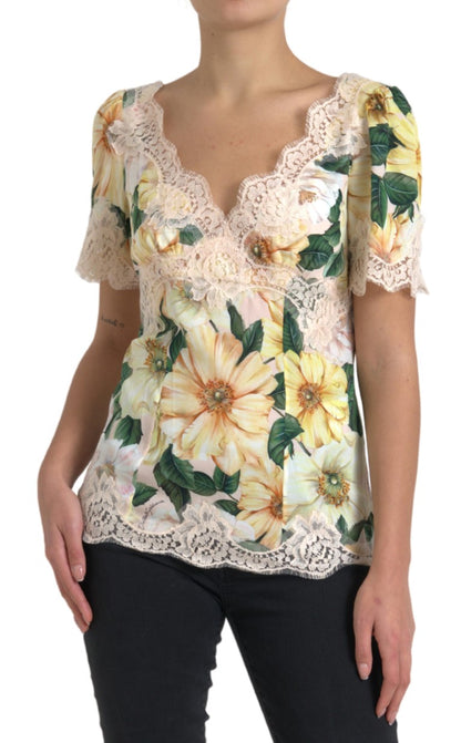 Dolce & Gabbana Elegant Floral Print Silk Blouse