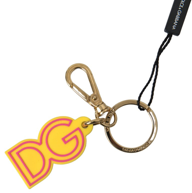 Dolce & Gabbana Chic Yellow Logo-Engraved Keychain