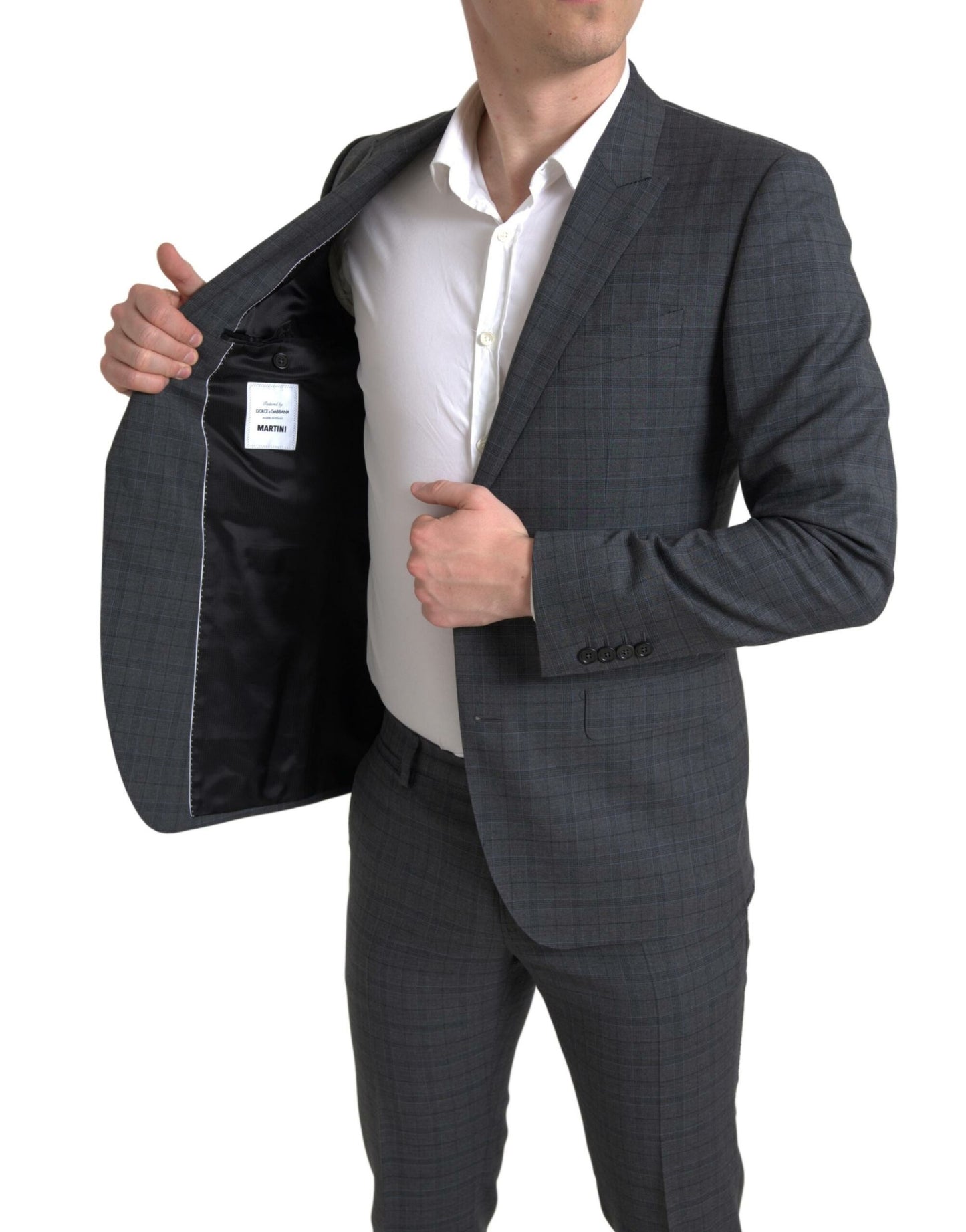 Dolce & Gabbana Elegant Grey Checkered Slim Fit Suit