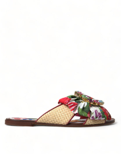 Dolce & Gabbana Exquisite Floral Print Flat Sandals