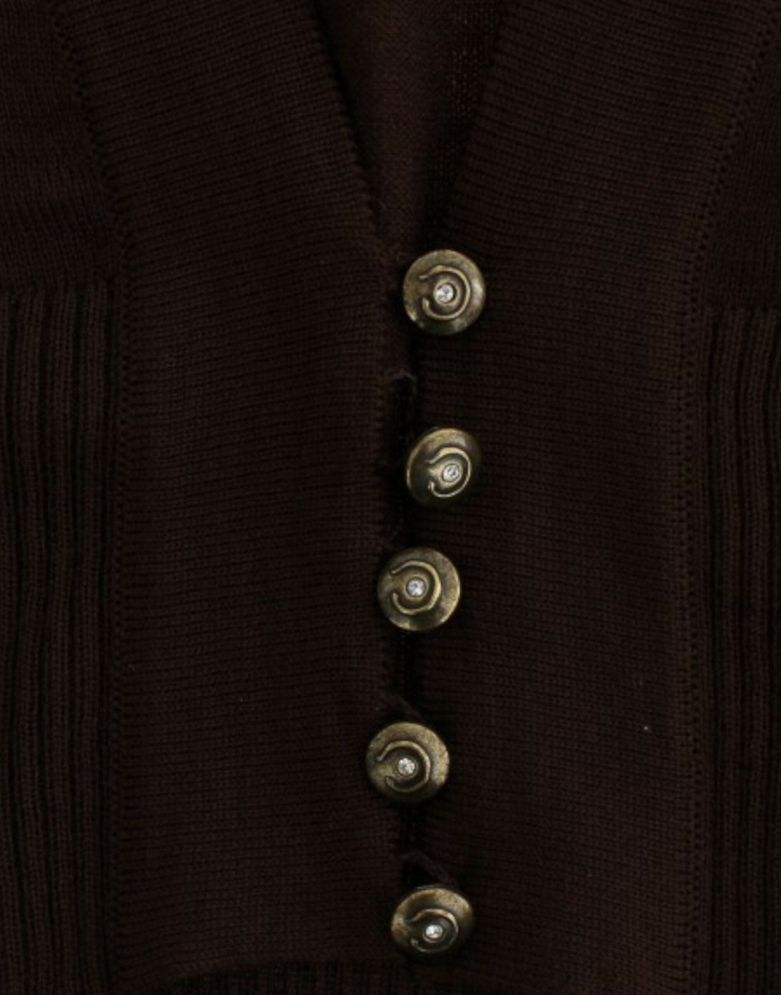 Cavalli Elegant Brown Virgin Wool Cropped Cardigan