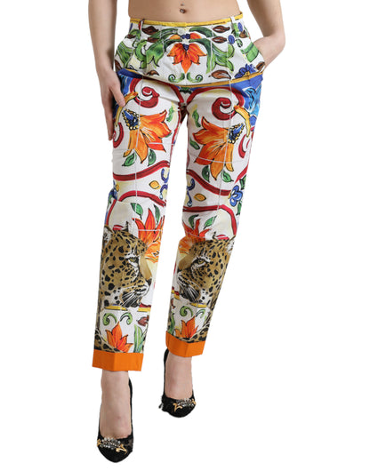 Dolce & Gabbana Majolica Print Tapered Cotton Pants