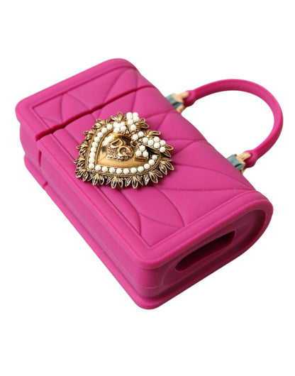 Dolce & Gabbana Chic Quilted Silicone Airpods Case - Pink & Gold