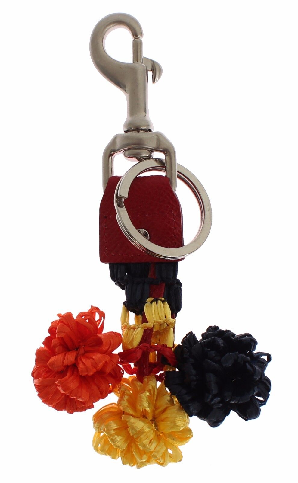 Dolce & Gabbana Multicolor Sicily Raffia Leather Keychain