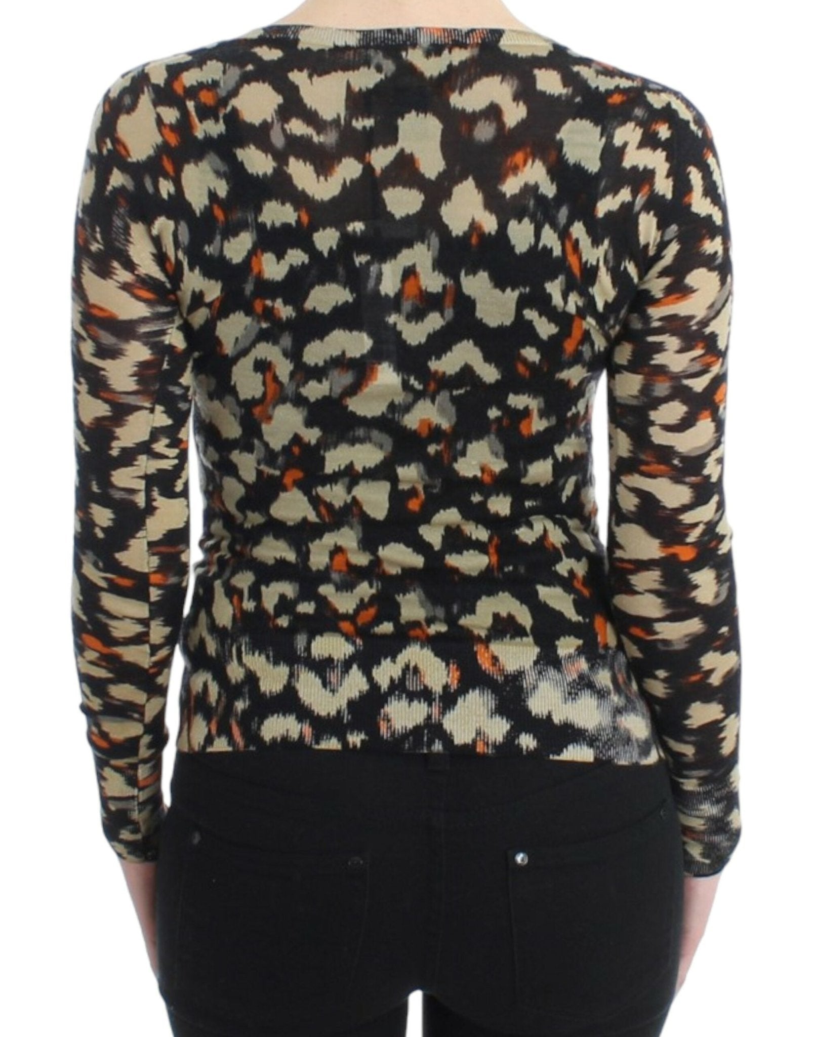 Cavalli Elegant Multicolor V-Neck Wool Jumper