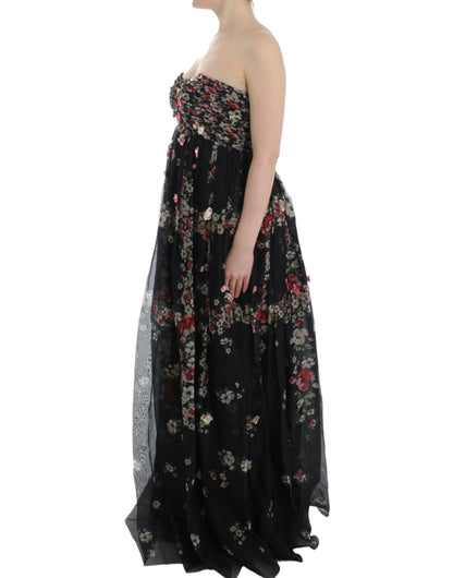 Dolce & Gabbana Elegant Strapless Silk Maxi Dress