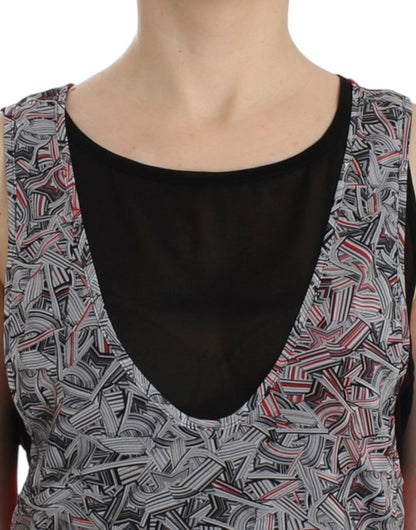 Costume National Elegant Sleeveless Black & Red Top