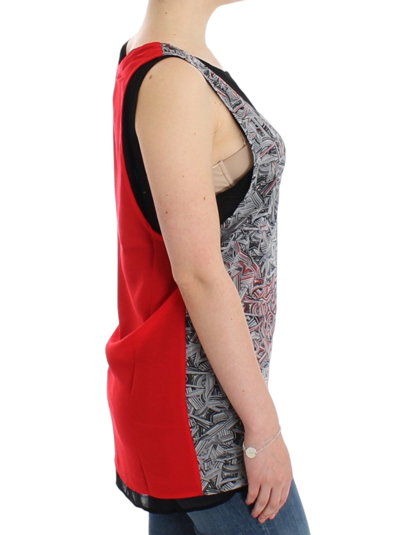 Costume National Elegant Sleeveless Black & Red Top