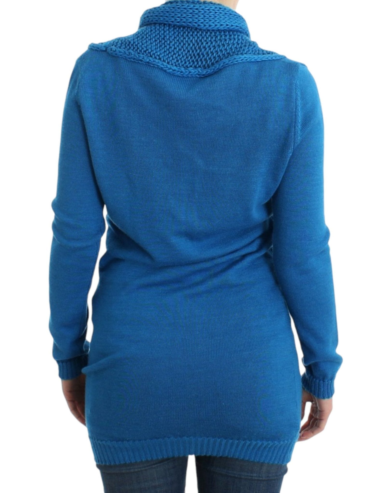 Costume National Chic Blue Scoop Neck Knit Sweater