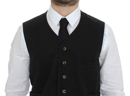 Dolce & Gabbana Elegant Black Cotton Blend Dress Vest