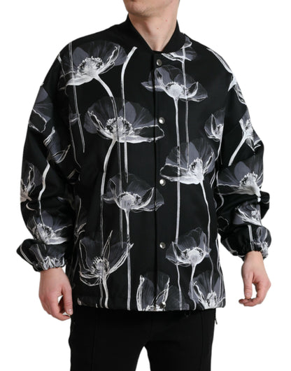 Dolce & Gabbana Elegant Floral-Print Bomber Jacket