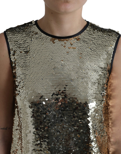 Dolce & Gabbana Elegant Silver Sequined Mini Dress