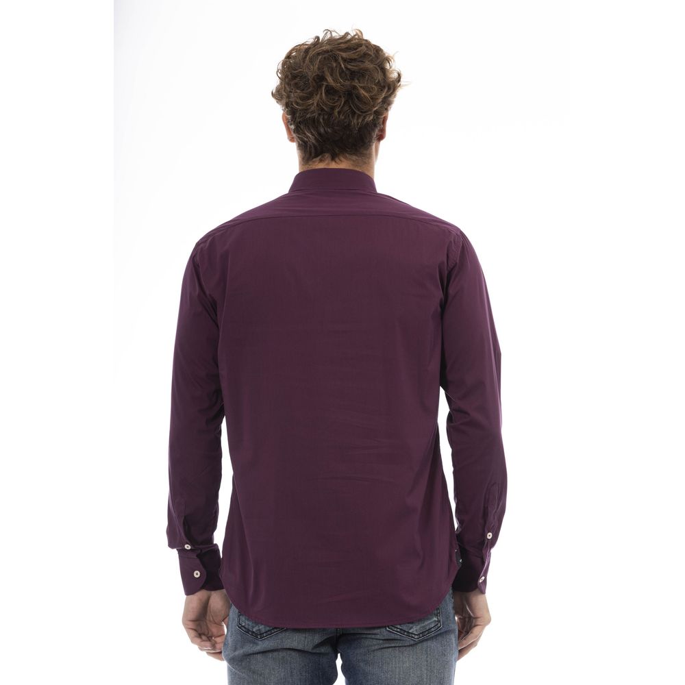 Baldinini Trend Burgundy Cotton Men Shirt