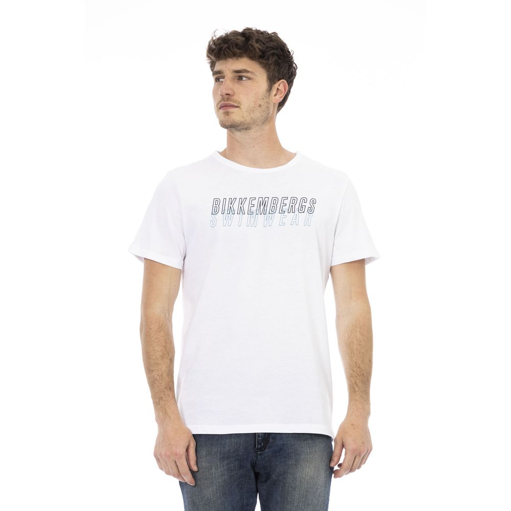 Bikkembergs Crisp White Cotton Tee with Print Detail