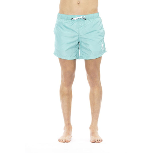 Bikkembergs Sleek Light Blue Swim Shorts with Front Print