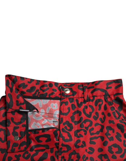 Dolce & Gabbana High Waist Red Leopard Mini Skirt