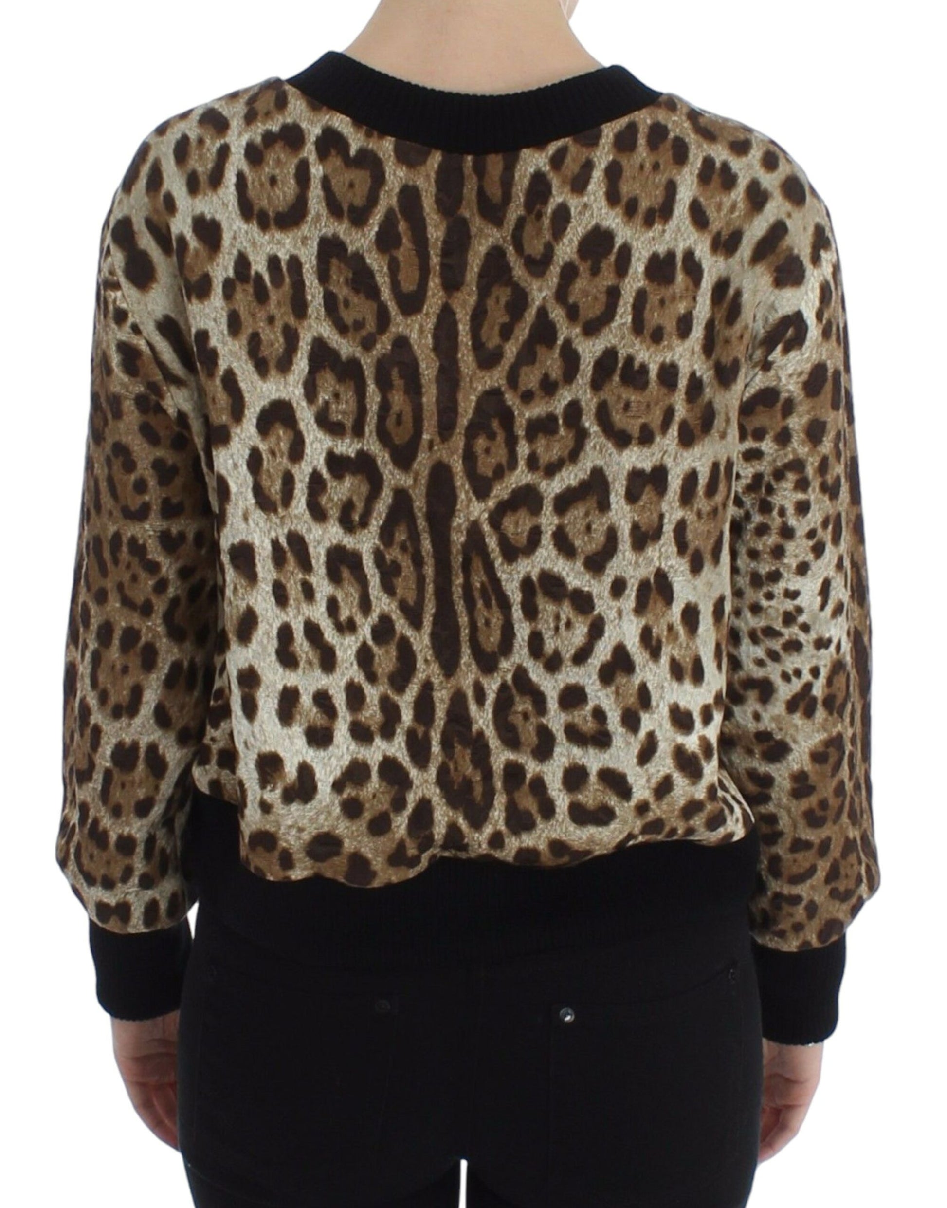 Dolce & Gabbana Elegant Leopard Print Short Sweater Top