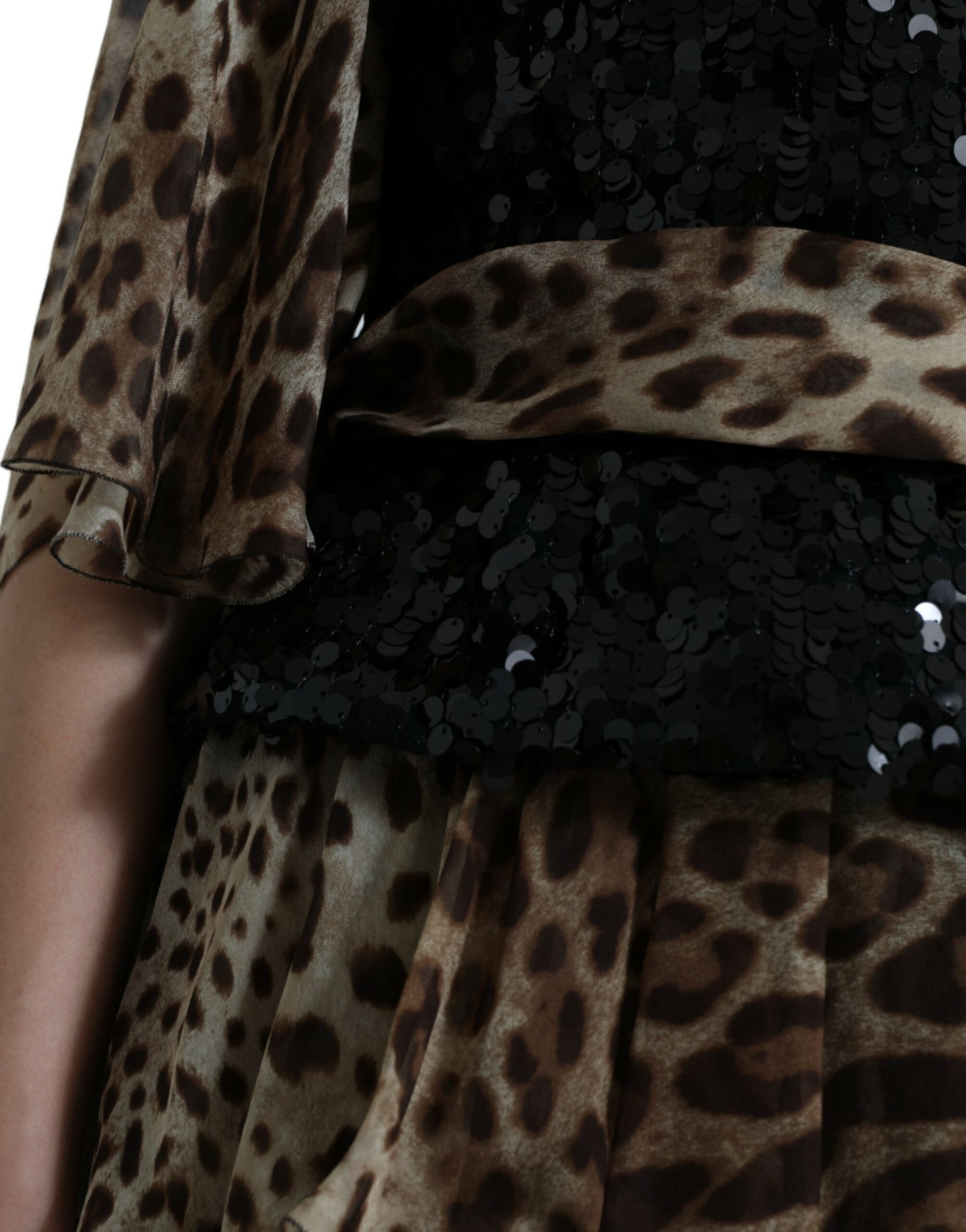 Dolce & Gabbana Elegant Leopard Sequin Tiered Dress