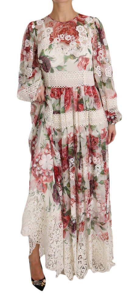 Dolce & Gabbana Elegant Floral Maxi Dress with Silk Lining