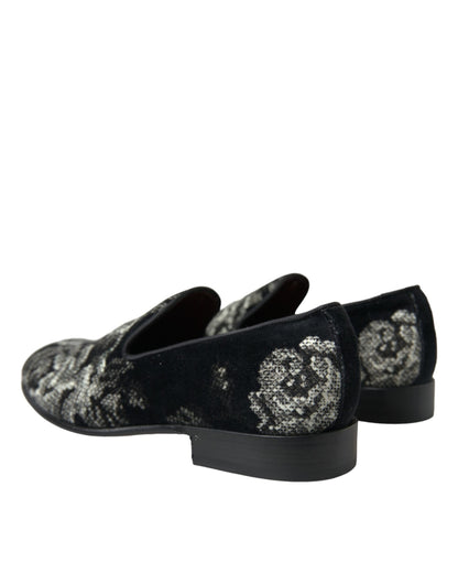 Dolce & Gabbana Elegant Floral Velvet Loafers