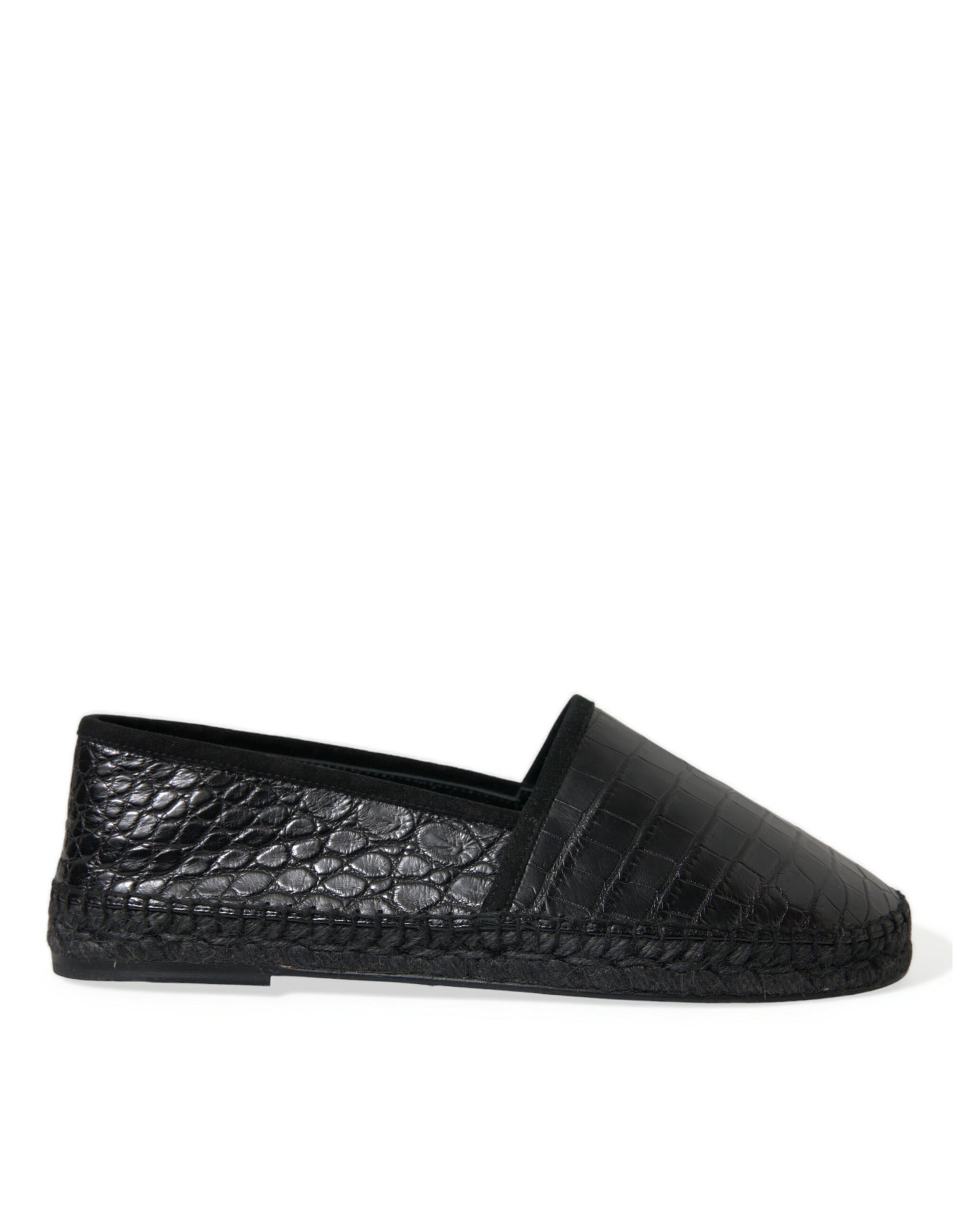 Dolce & Gabbana Exotic Black Leather Espadrilles