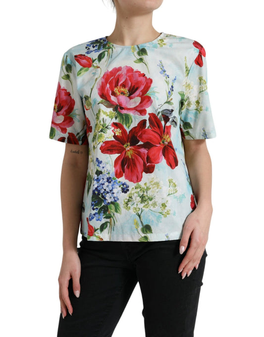 Dolce & Gabbana Chic Floral Round Neck Cotton Top