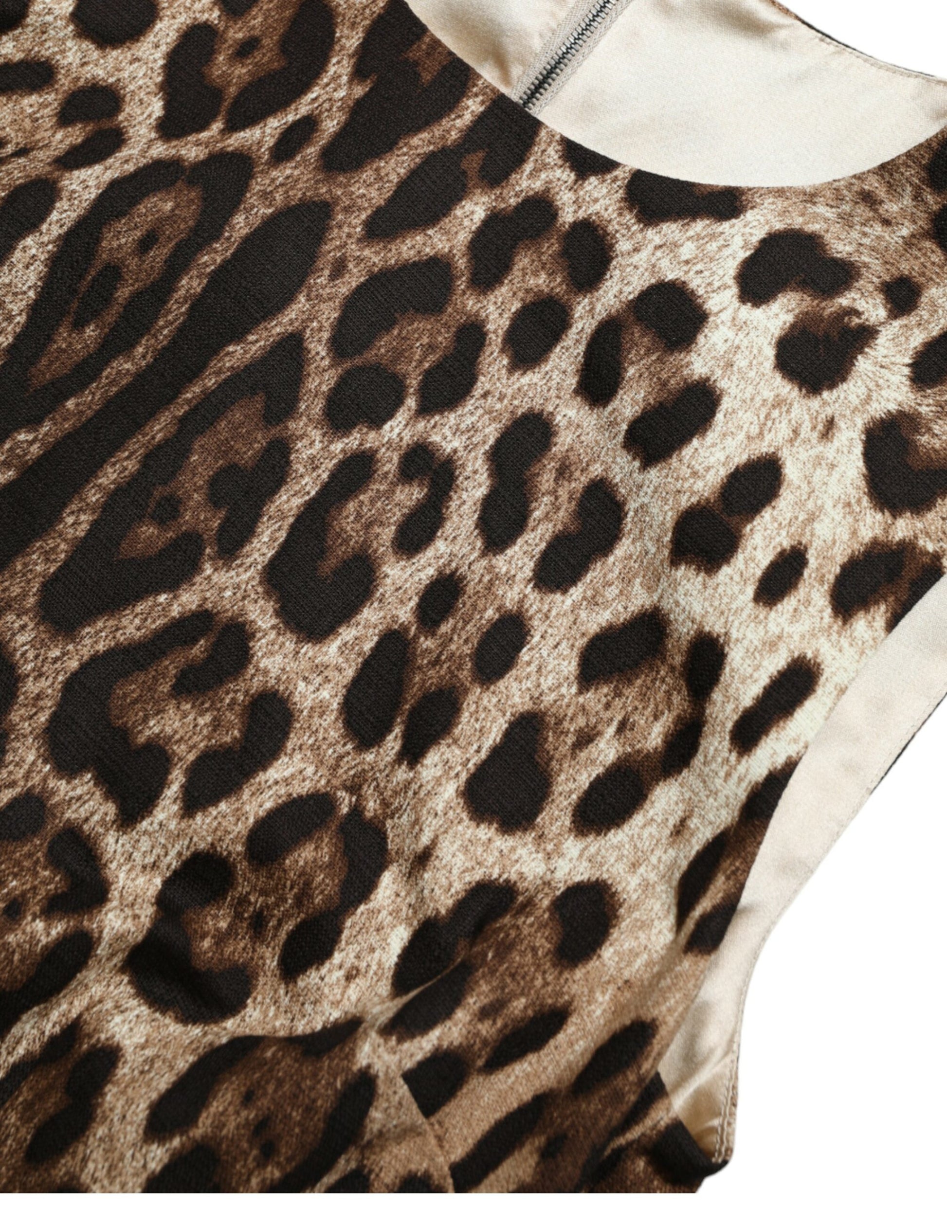 Dolce & Gabbana Sleek Leopard Print Silk-Blend Tank Top