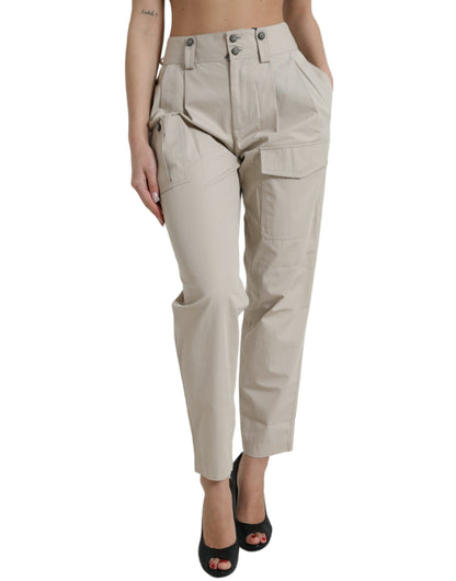 Dolce & Gabbana High-Waisted Tapered Fashion Pants - Beige