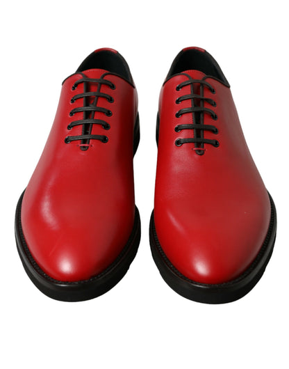 Dolce & Gabbana Elegant Red Leather Oxford Dress Shoes