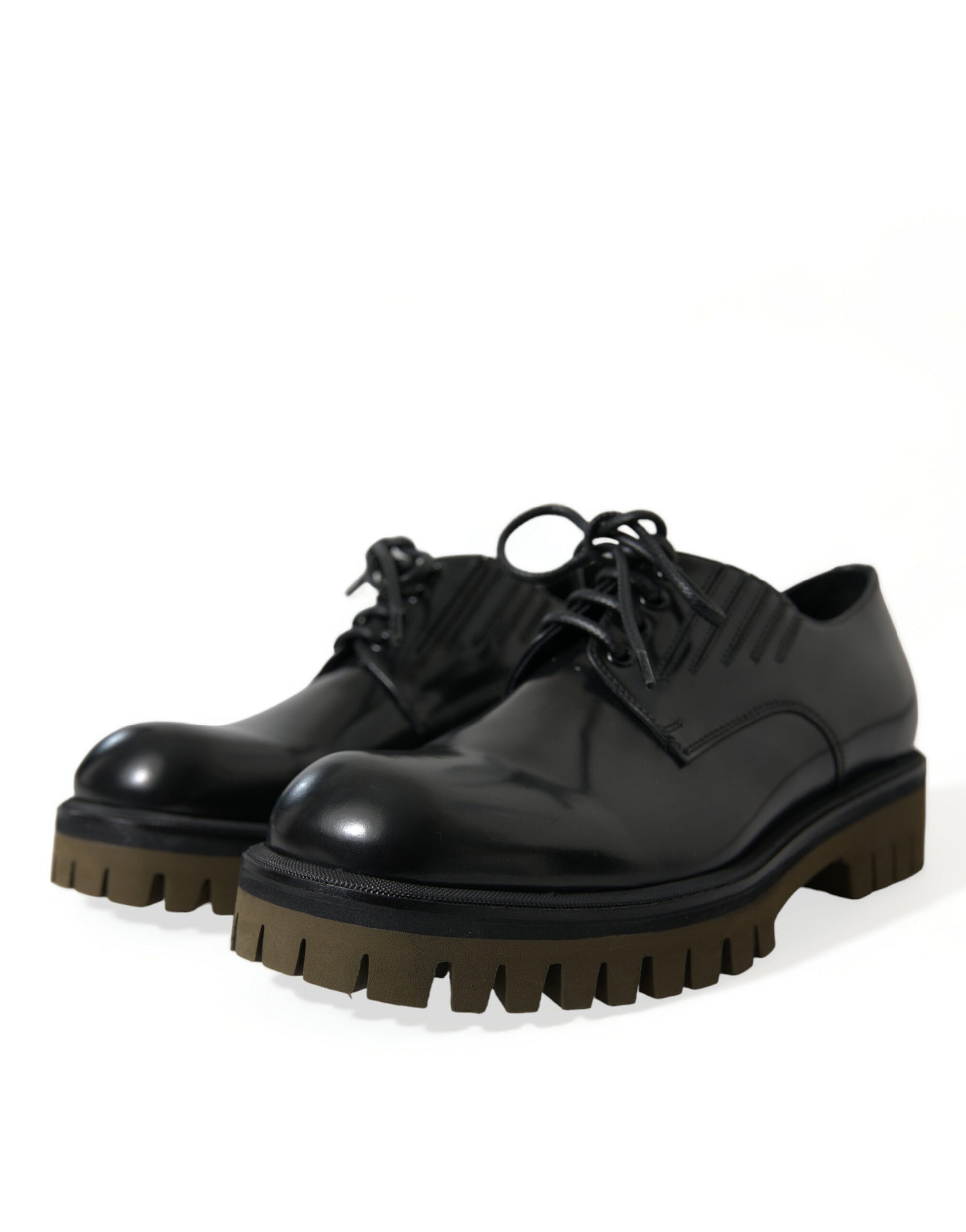 Dolce & Gabbana Elegant Black Leather Derby Dress Shoes