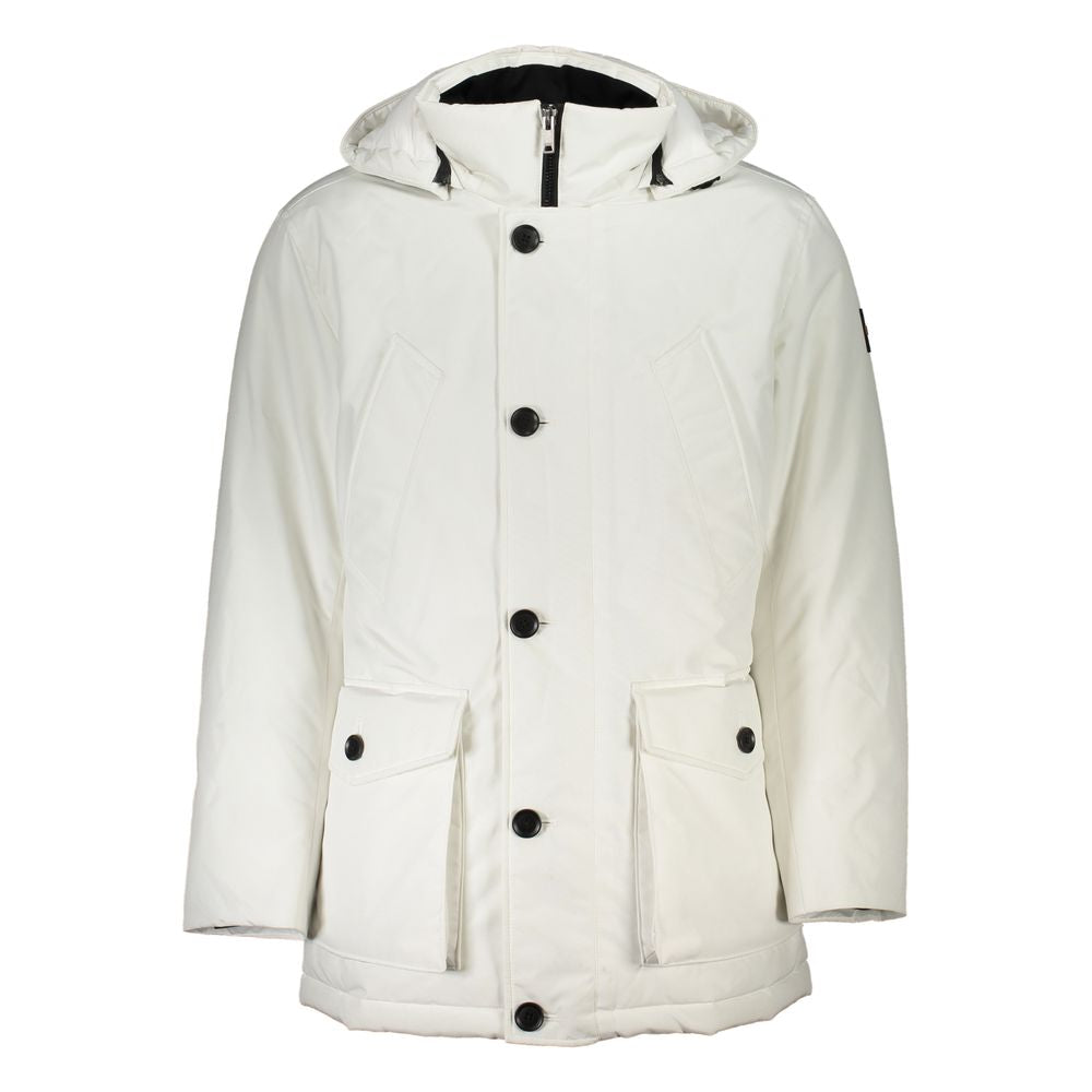 Hugo Boss Chic White OSIASS Jacket with Removable Hood