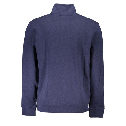 Hugo Boss Elegant Half Zip Blue Organic Sweatshirt