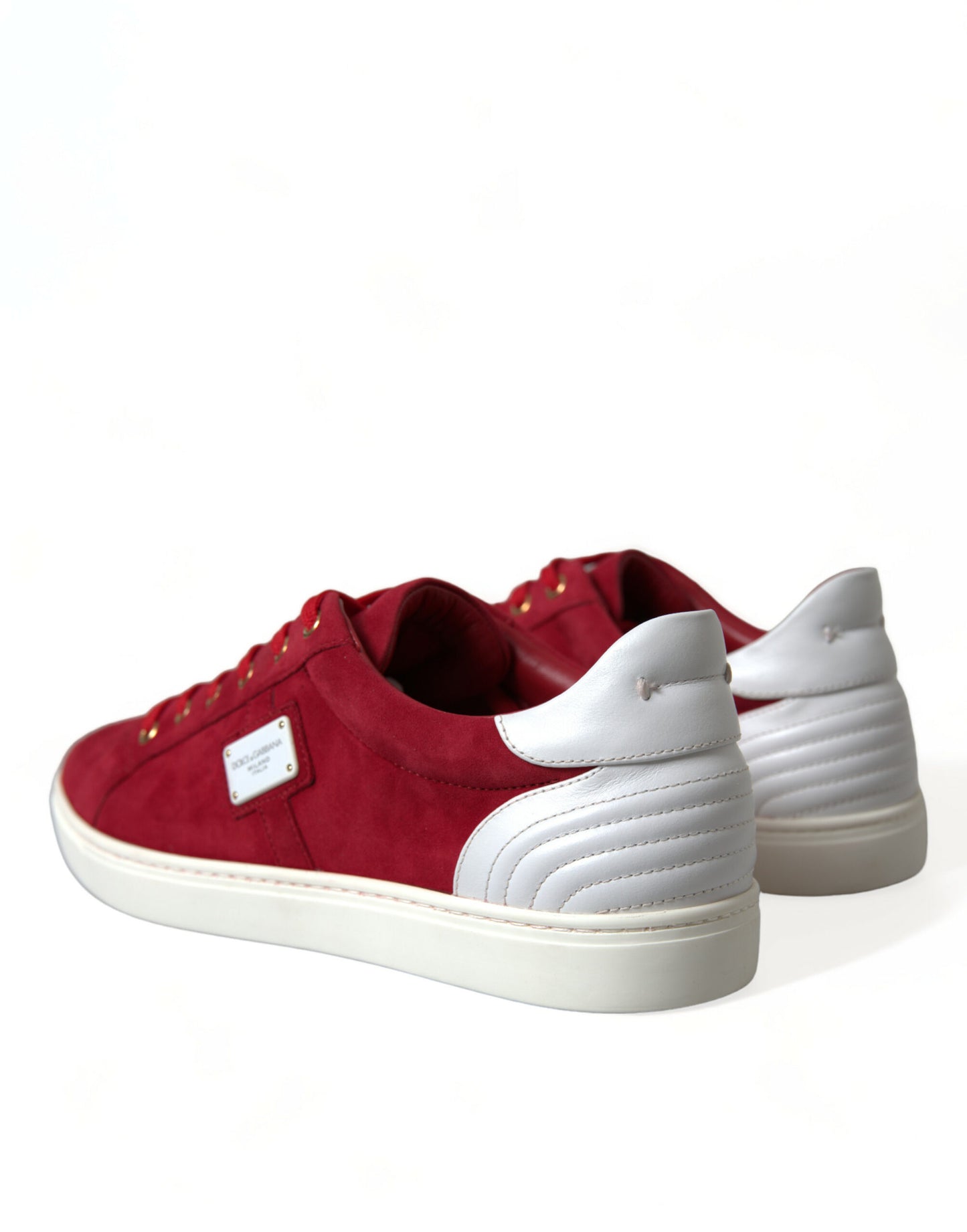 Dolce & Gabbana Elegant Red & White Leather Sneakers