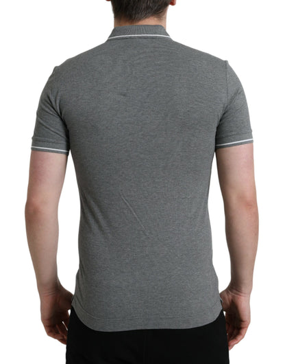 Dolce & Gabbana Elegant Grey Cotton Polo T-Shirt